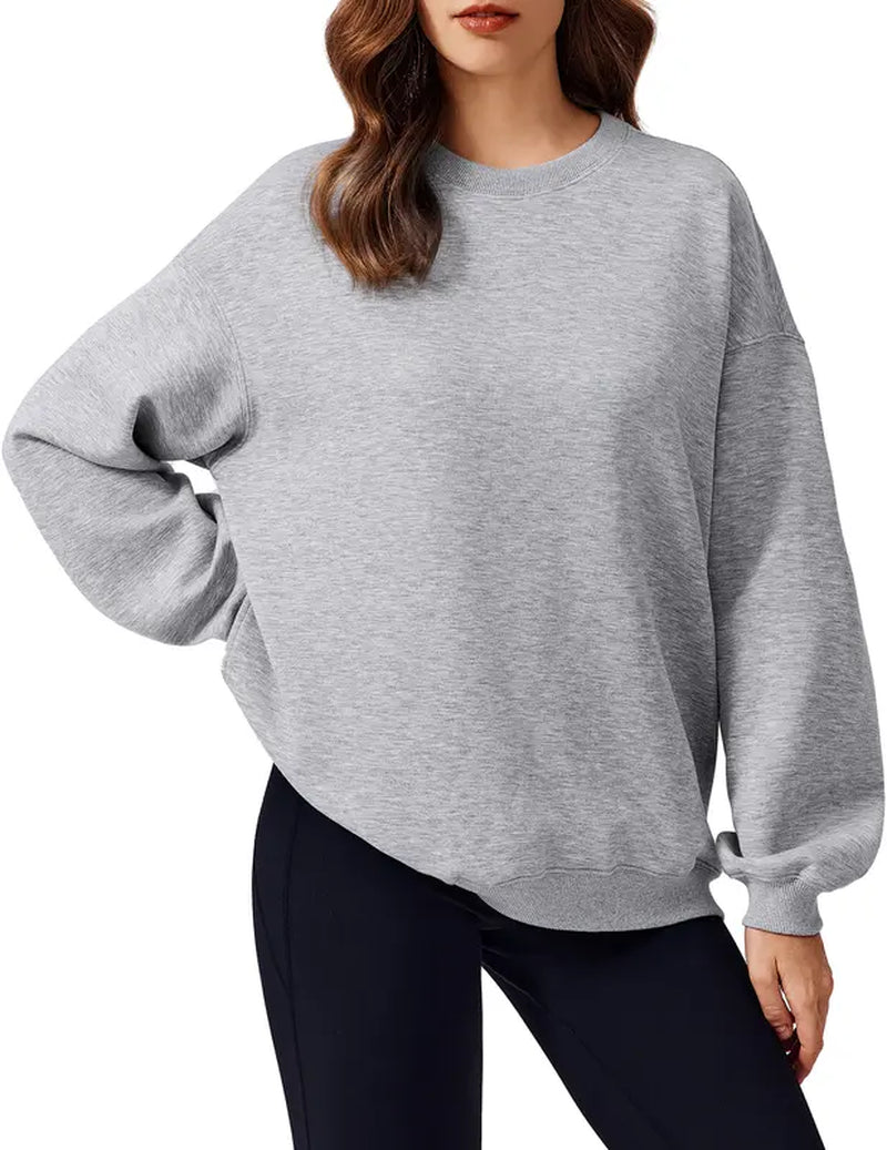 PINSPARK Women's Oversized Y2K Sweatshirt - Trendy Fall 2024 Crewneck with Side Pockets