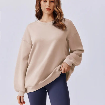 PINSPARK Women's Oversized Y2K Sweatshirt - Trendy Fall 2024 Crewneck with Side Pockets