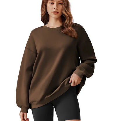 PINSPARK Women's Oversized Y2K Sweatshirt - Trendy Fall 2024 Crewneck with Side Pockets