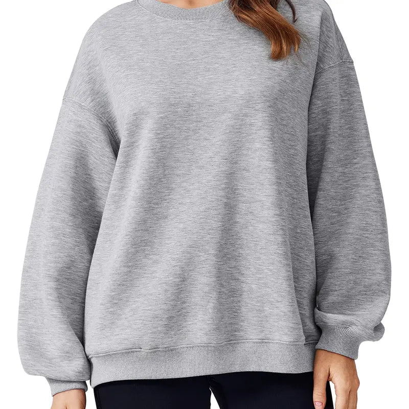 PINSPARK Women's Oversized Y2K Sweatshirt - Trendy Fall 2024 Crewneck with Side Pockets